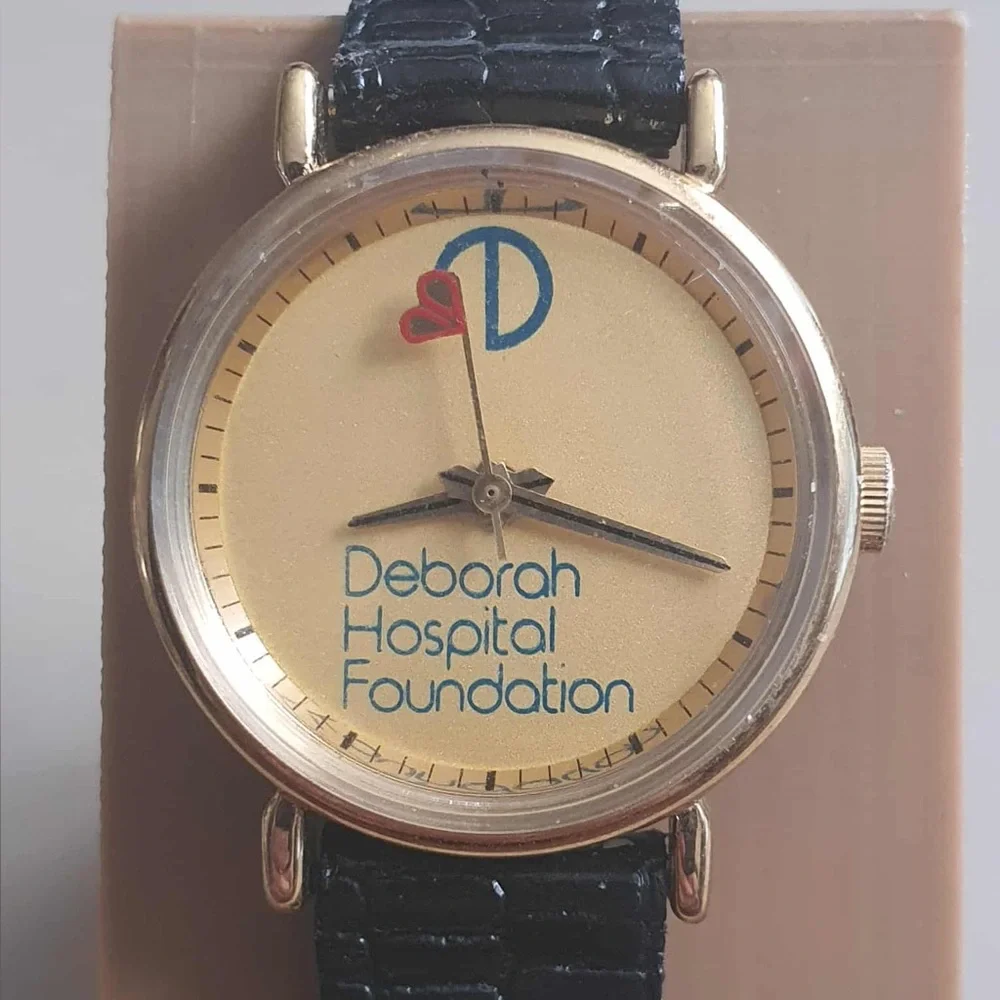 Vtg Deborah Hospital Foundation  Goldtone Leather Women's Watch